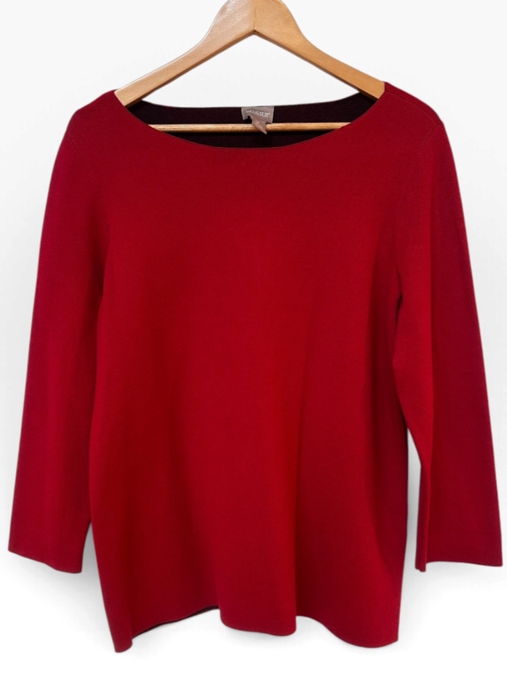 Chico's Red Knit Boatneck Top Sweater Size 2 (US Large / 12)